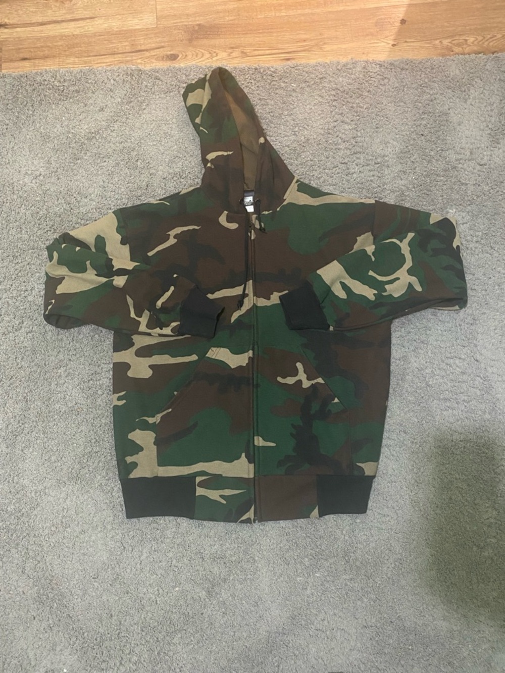 Vintage Camo Zip-Up Hoodie Jacket - Green Camo
